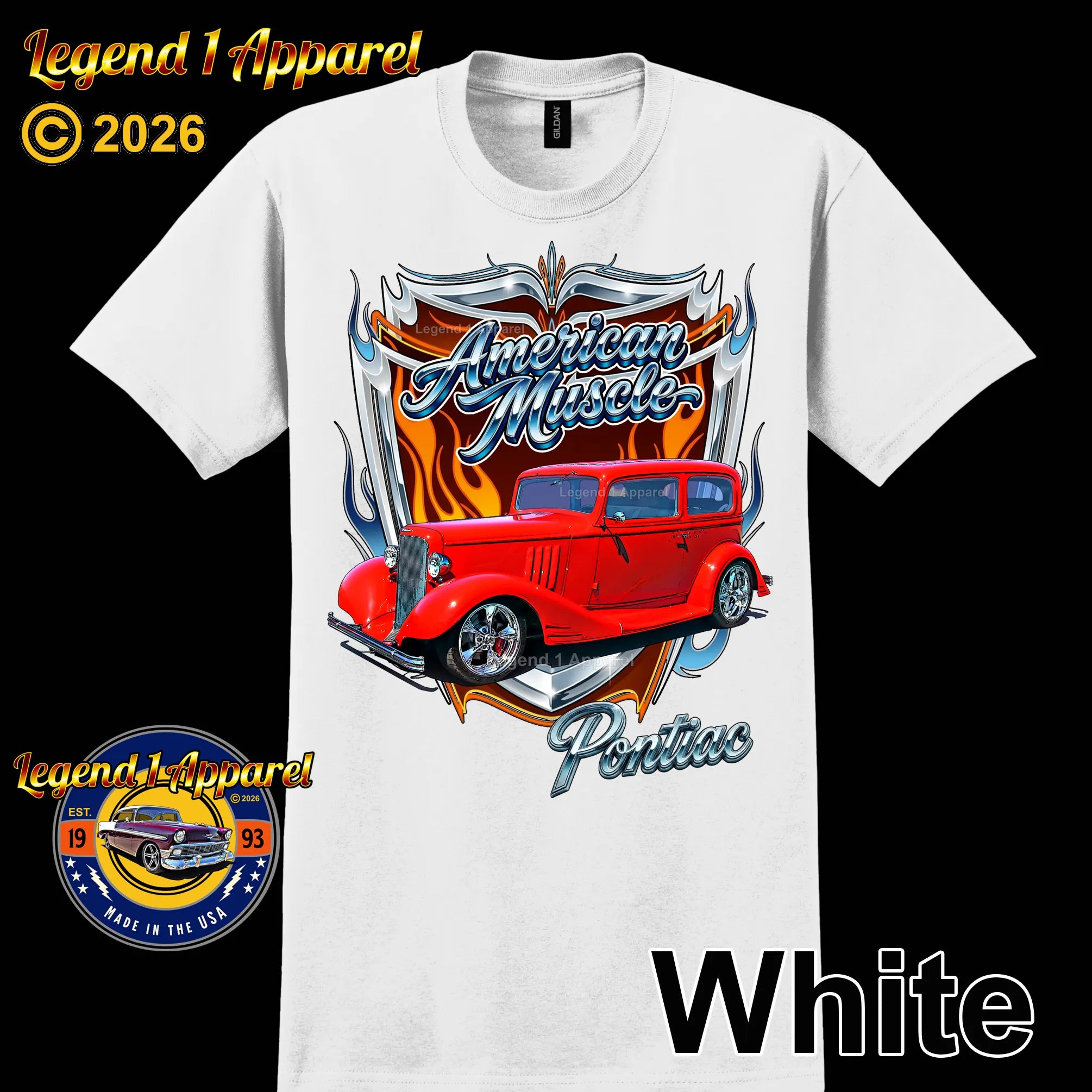1933 Pontiac Coupe American Muscle T-Shirt – 33 5 Window Coupe Ford Car Graphic Tee