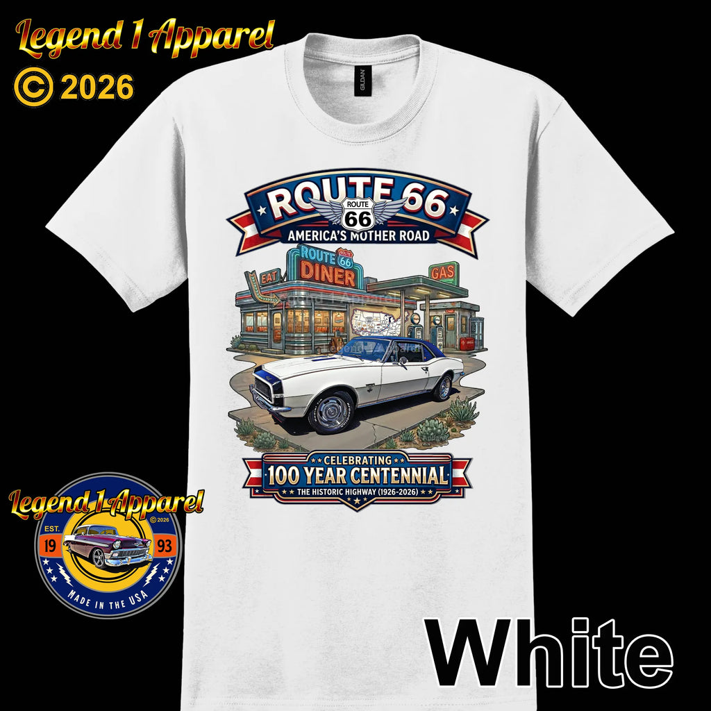 1967 Chevrolet Camaro Classic Car Graphic Tee – Route 66 Centennial T-Shirt