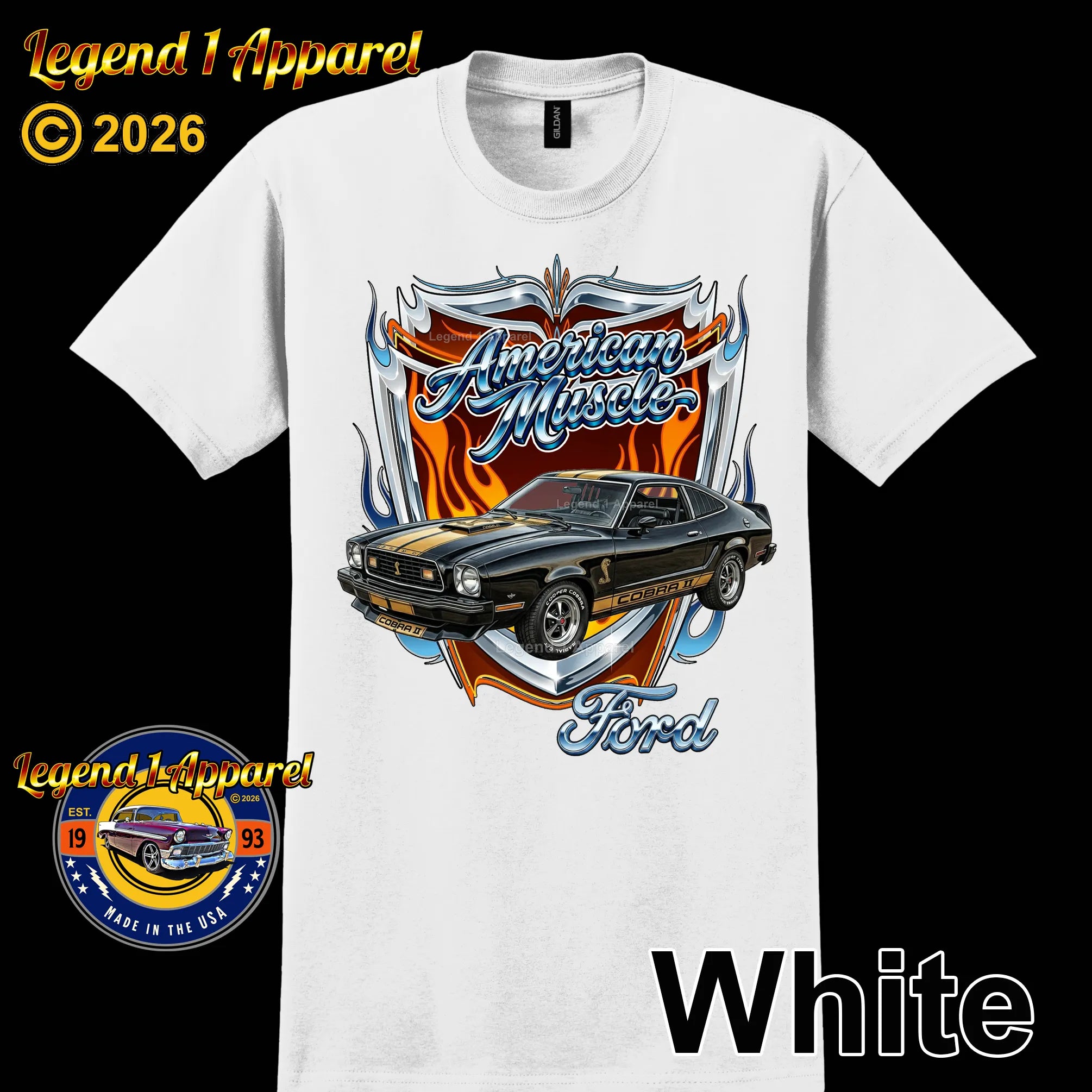 1977 Ford Mustang Cobra 2 Classic Car Graphic Tee – American Muscle T-Shirt