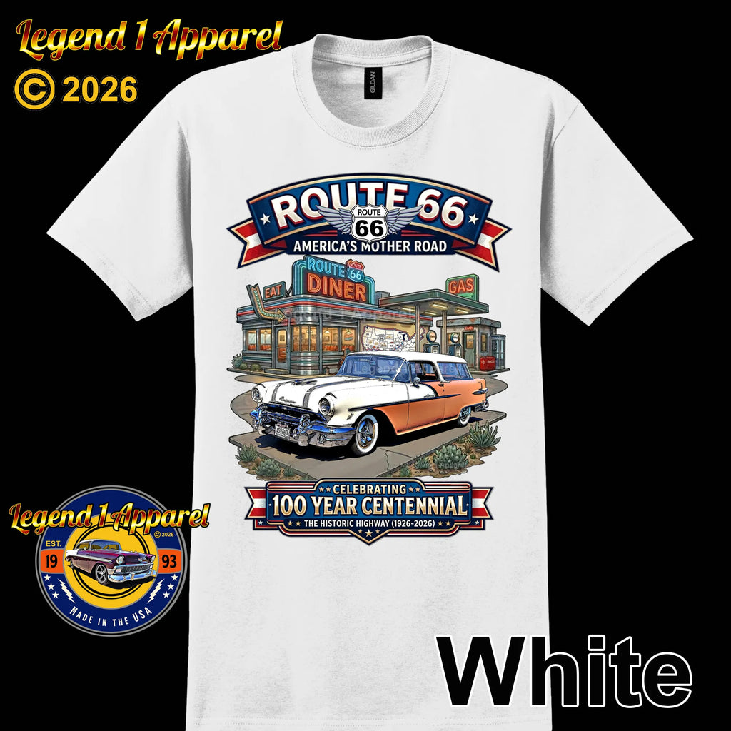 1956 Pontiac Safari Star Chief Station Wagon Classic Car Graphic Tee – Route 66 Centennial T-Shirt