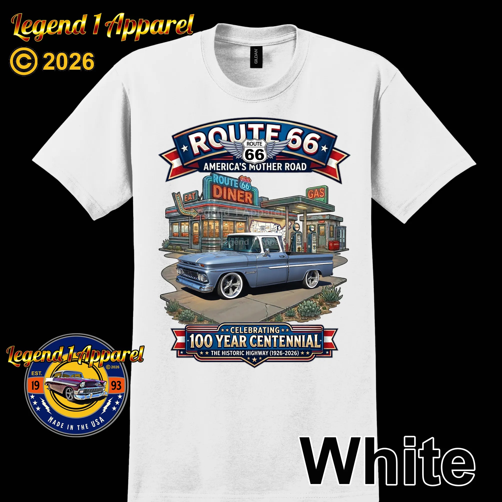 1960 Chevrolet Pick Up Classic Truck Graphic Tee – Route 66 Centennial T-Shirt