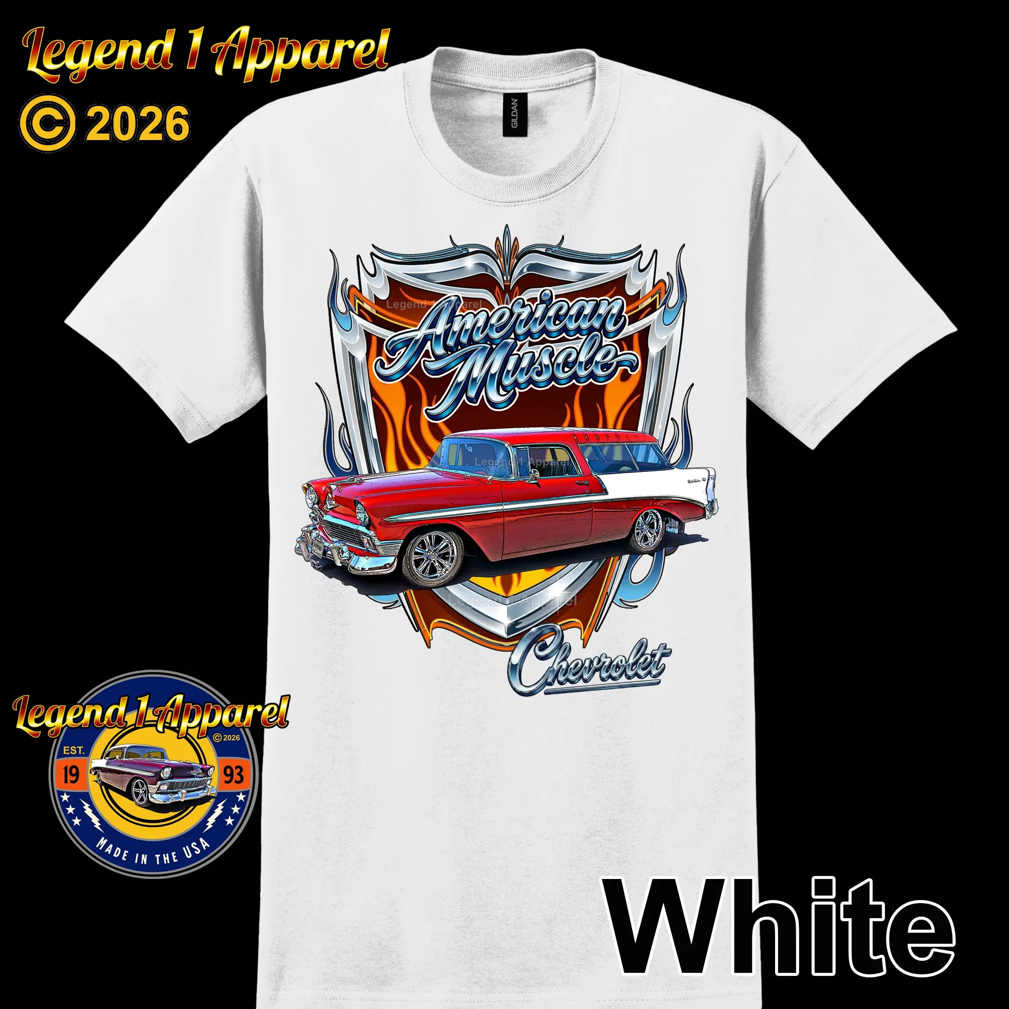 1956 Chevy Bel Air Nomad American Muscle T-Shirt –56 Chevrolet Nomad Classic Car Graphic Tee