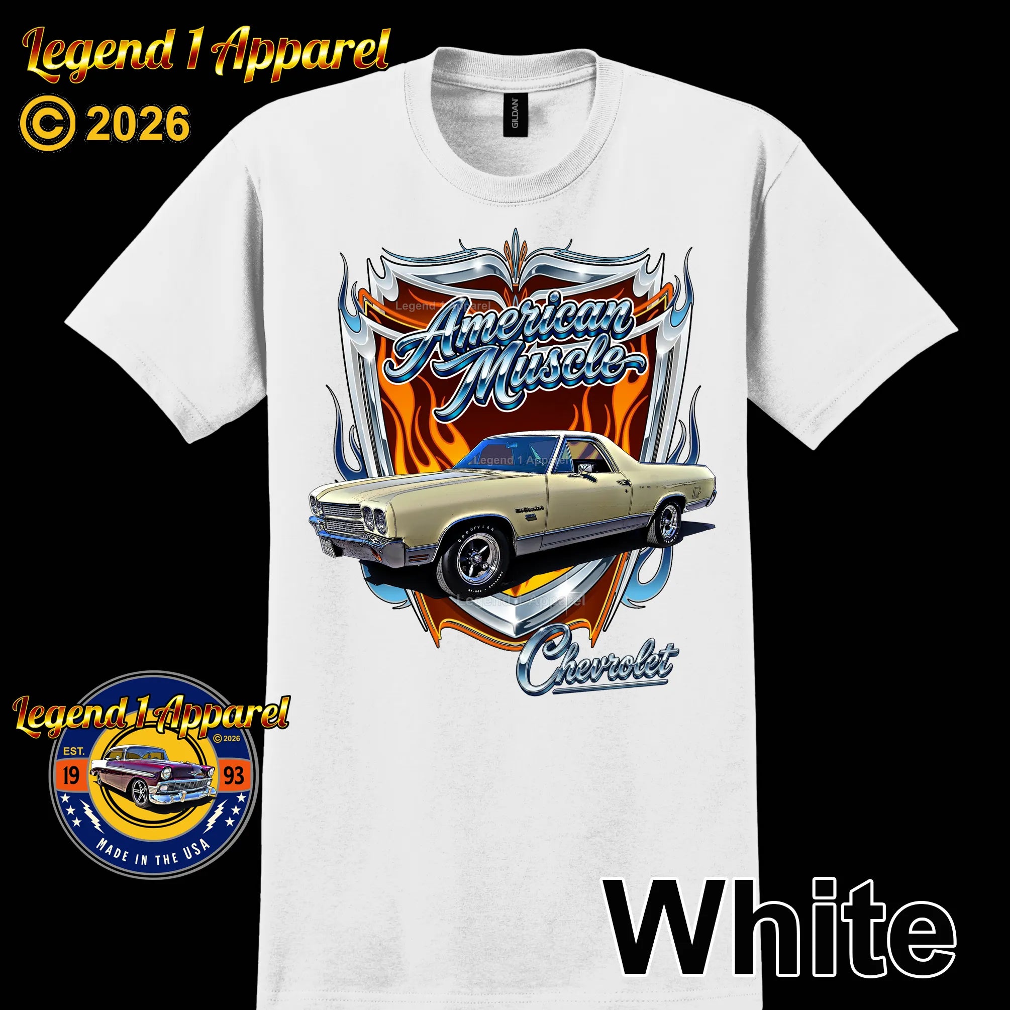 1970 Chevrolet El Camino American Muscle T-Shirt – 70 Chevy Classic Truck Graphic Tee