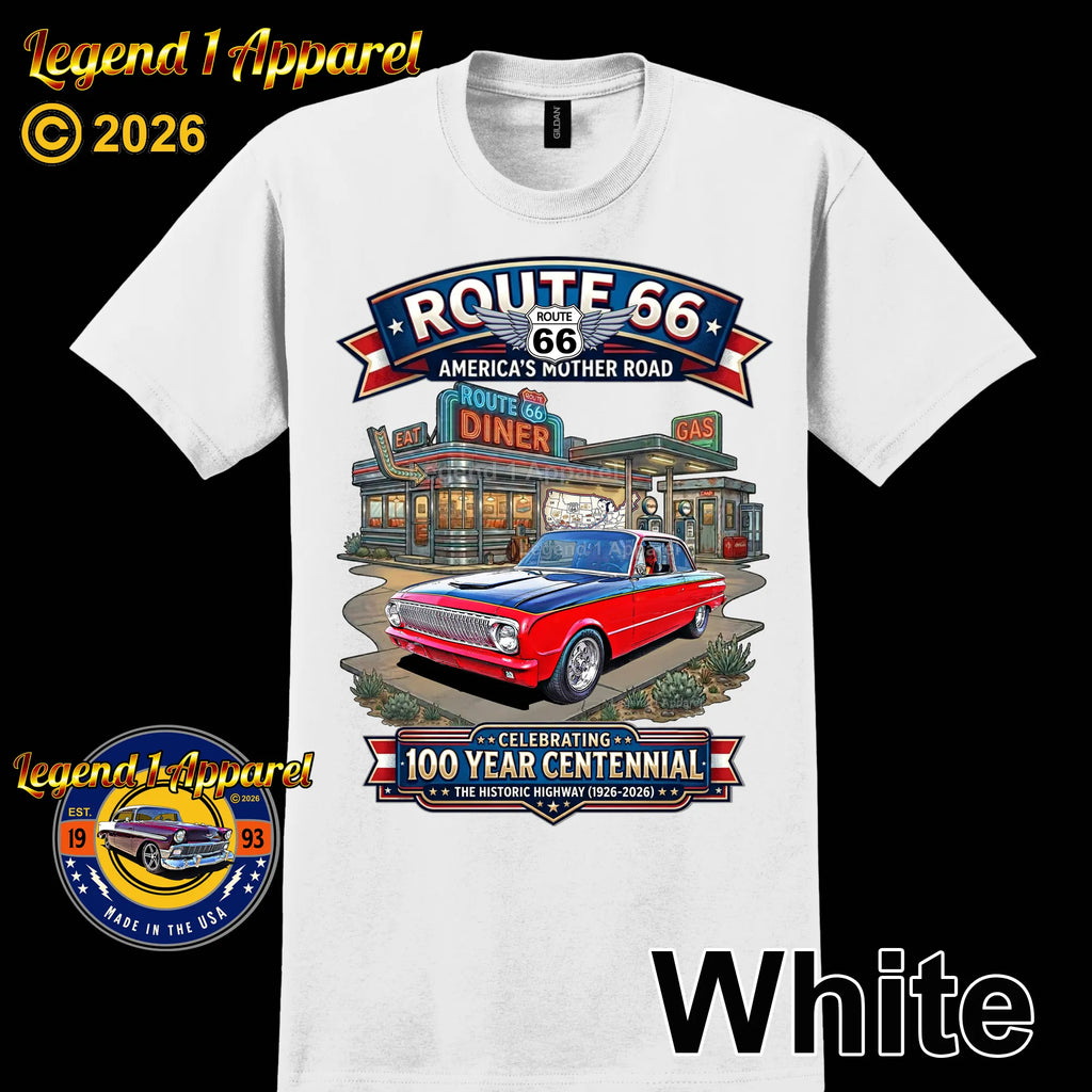 1963 Ford Falcon Classic Car Graphic Tee – Route 66 Centennial T-Shirt