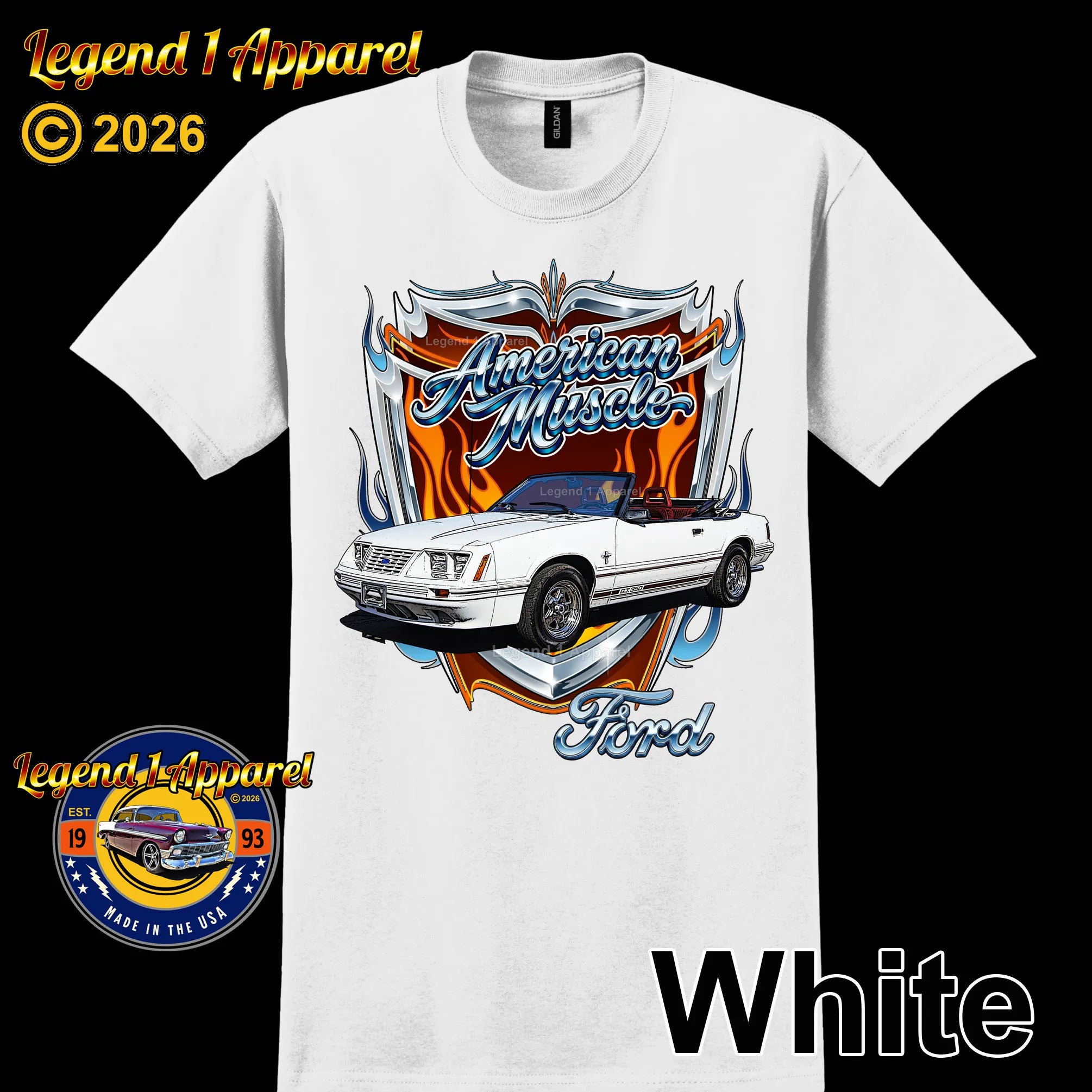 1984 Ford Mustang GT Classic Car Graphic Tee – American Muscle T-Shirt
