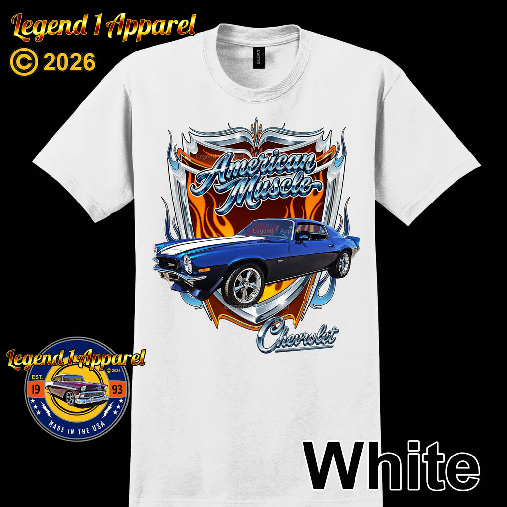 1973 Chevrolet Camaro American Muscle T-Shirt – 73 Chevy Classic Car Graphic Tee
