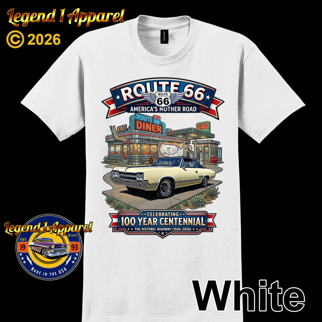1965 Oldsmobile Cutlass 442 Classic Car Graphic Tee – Route 66 Centennial T-Shirt