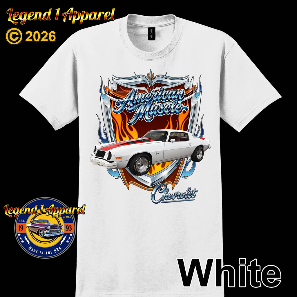 1976 Chevrolet Camaro American Muscle T-Shirt – 76 Chevy Classic Car Graphic Tee