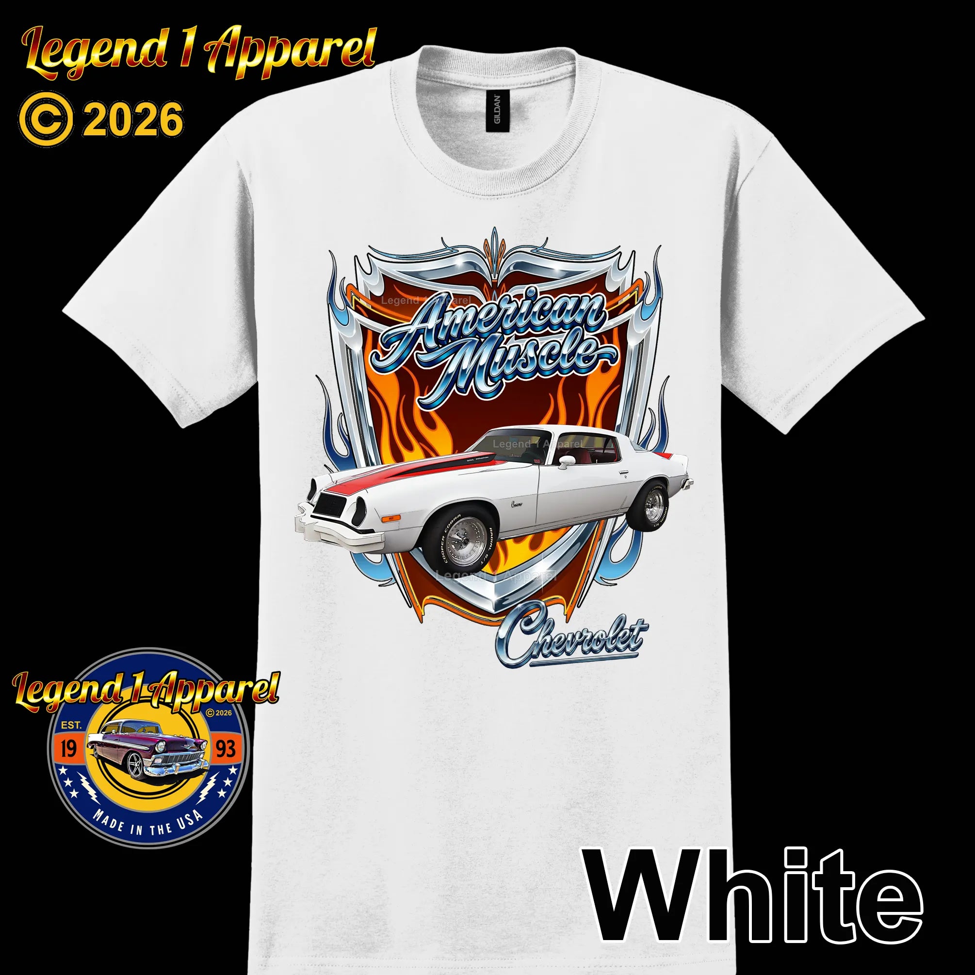 1976 Chevrolet Camaro American Muscle T-Shirt – 76 Chevy Classic Car Graphic Tee