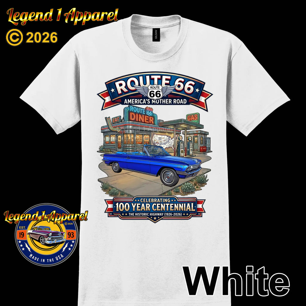 1962 Oldsmobile F85 Cutlass Convertible Classic Car Graphic Tee – Route 66 Centennial T-Shirt