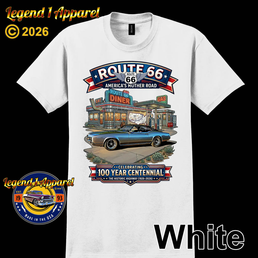1967 Buick Riviera Classic Car Graphic Tee – Route 66 Centennial T-Shirt
