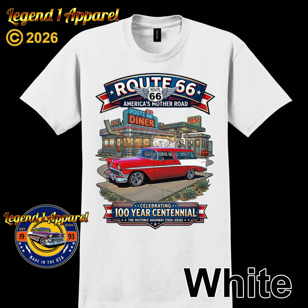 1956 Chevrolet Nomad Bel Air Classic Car Graphic Tee – Route 66 Centennial T-Shirt