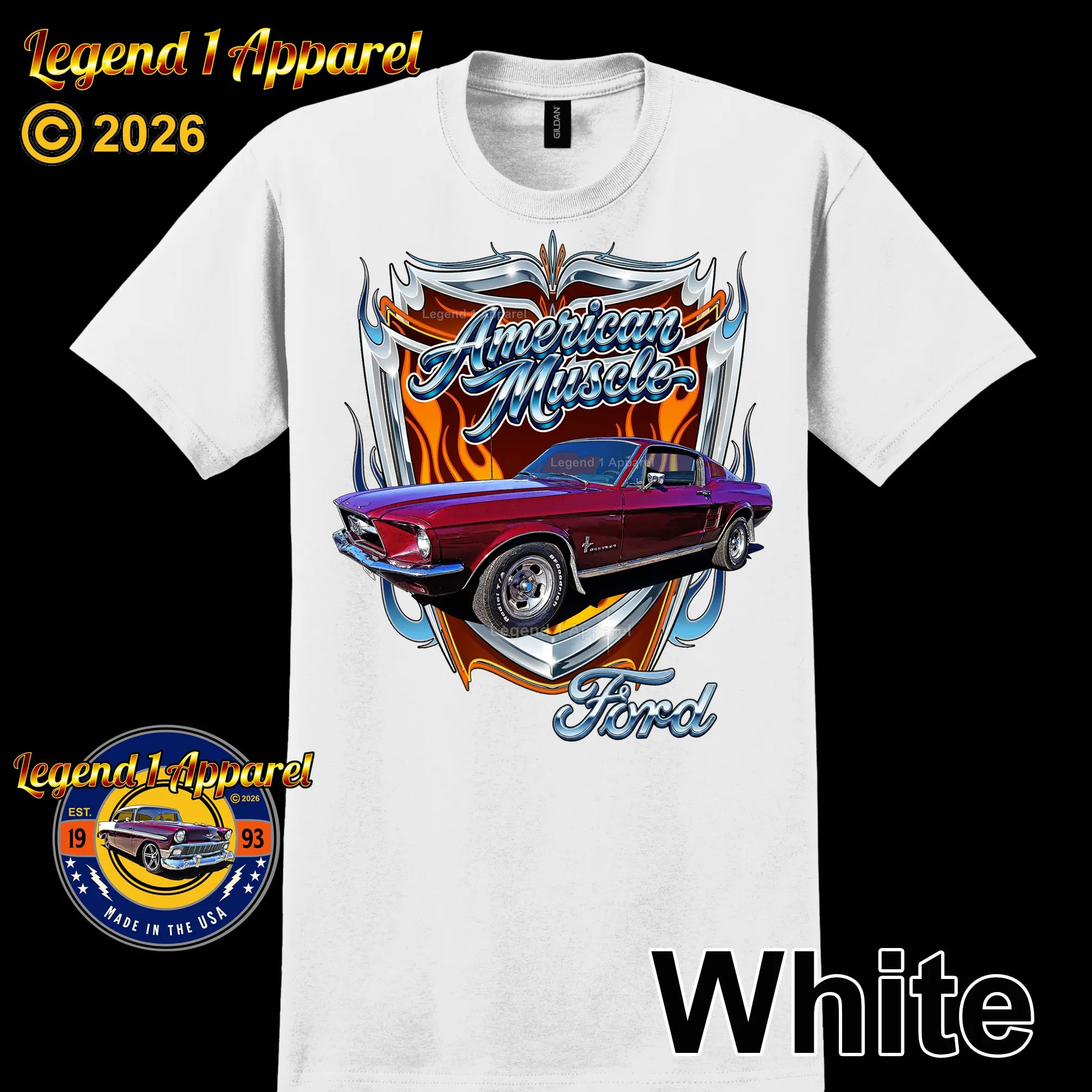 1967 Ford Mustang Fastback Classic Car Graphic Tee – American Muscle T-Shirt