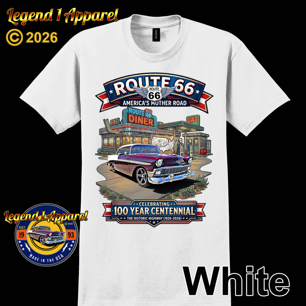 1956 Chevrolet Bel Air Coupe Classic Car Graphic Tee – Route 66 Centennial T-Shirt