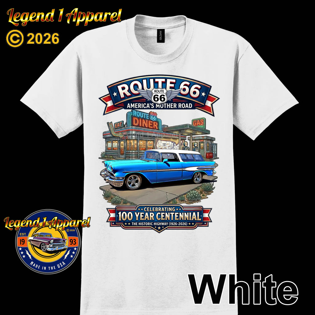 1957 Pontiac Safari Station Wagon Classic Car Graphic Tee – Route 66 Centennial T-Shirt