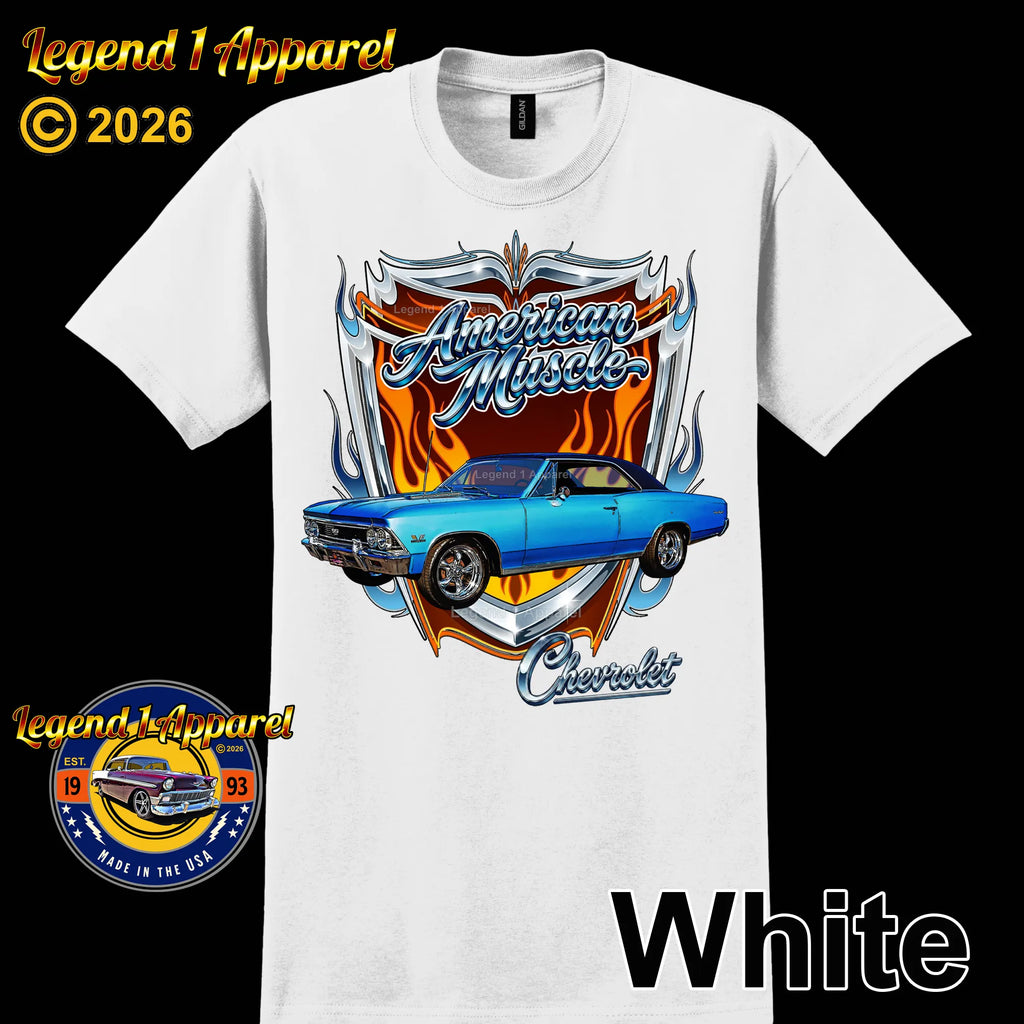 1966 Chevrolet Chevelle SS American Muscle T-Shirt – 66 Chevy Classic Car Graphic Tee