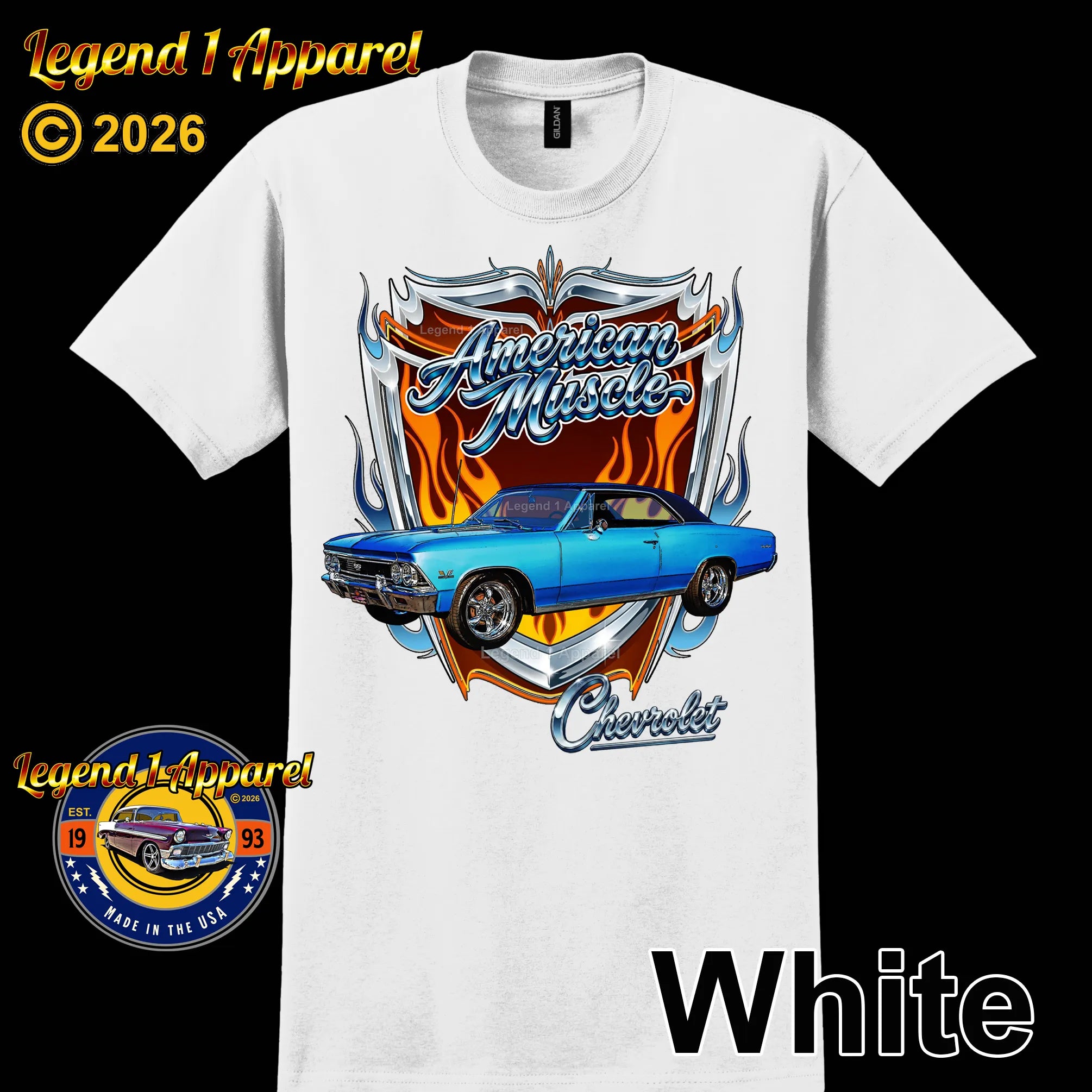 1966 Chevrolet Chevelle SS American Muscle T-Shirt – 66 Chevy Classic Car Graphic Tee