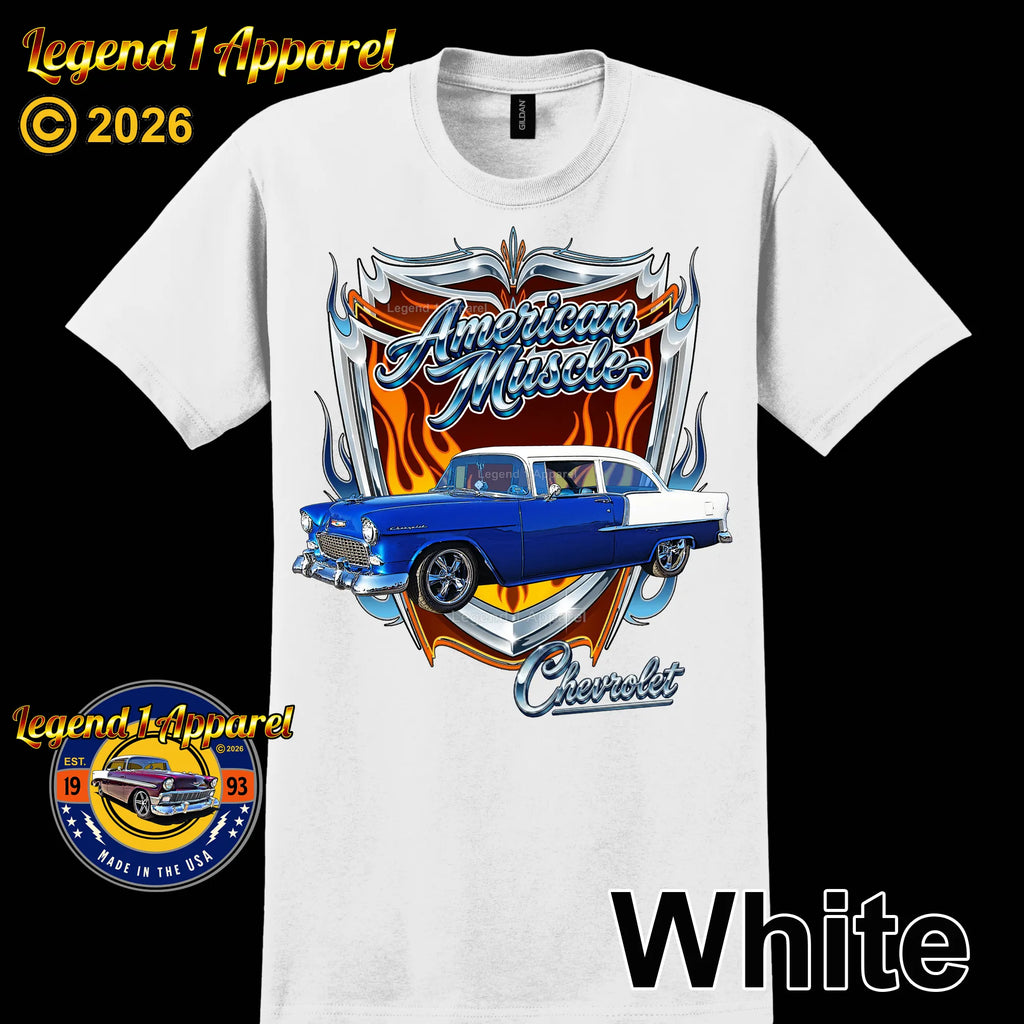 1955 Chevy Bel Air American Muscle T-Shirt –55 Chevrolet Bel Air Classic Car Graphic Tee