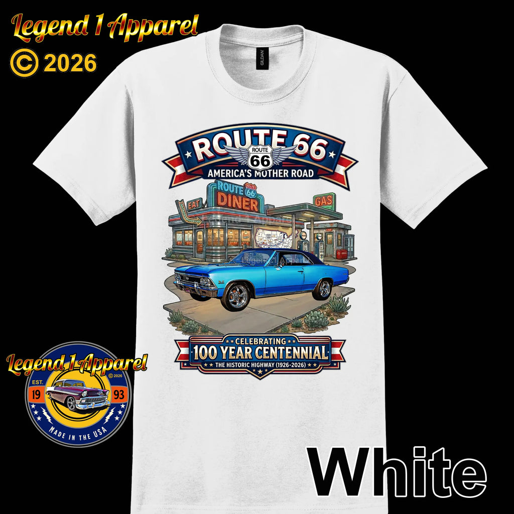 1966 Chevrolet Chevelle SS Classic Car Graphic Tee – Route 66 Centennial T-Shirt