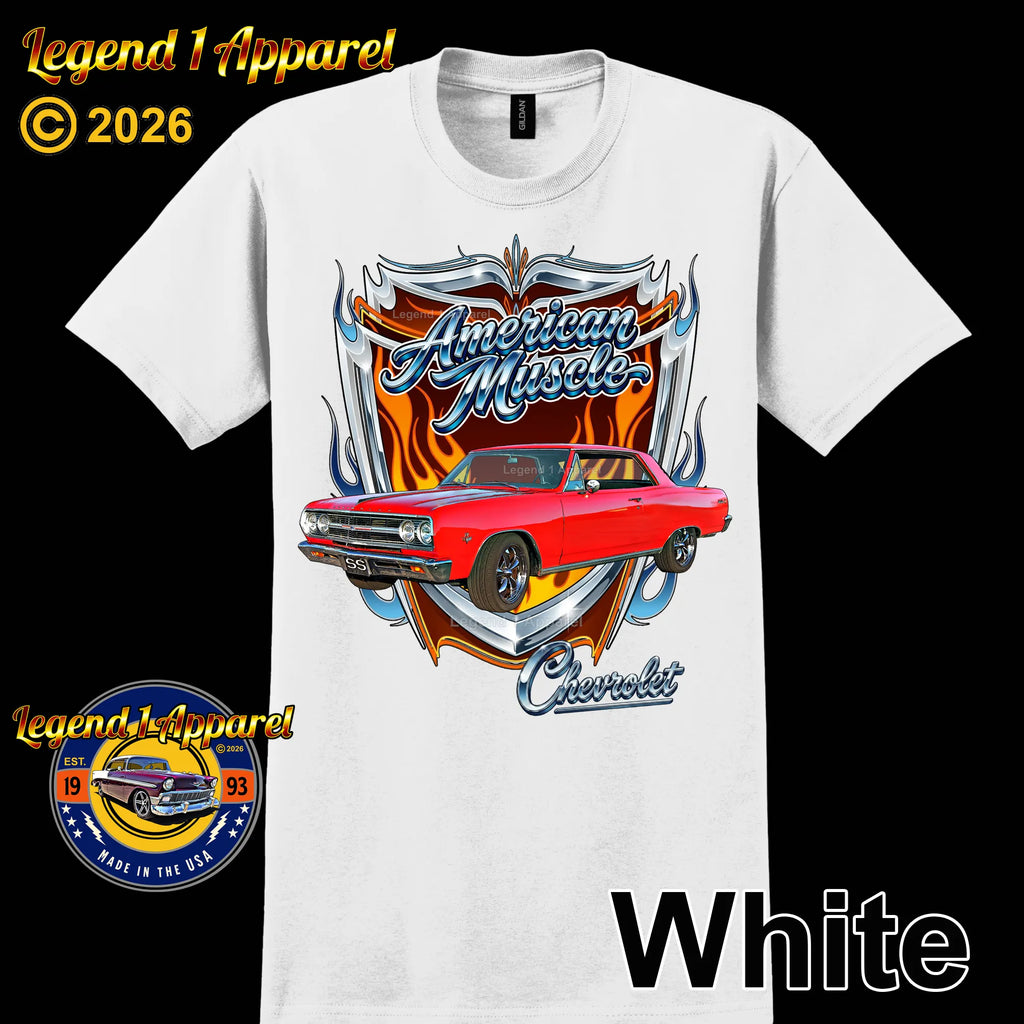 1965 Chevrolet Chevelle SS American Muscle T-Shirt – 65 Chevy Classic Car Graphic Tee