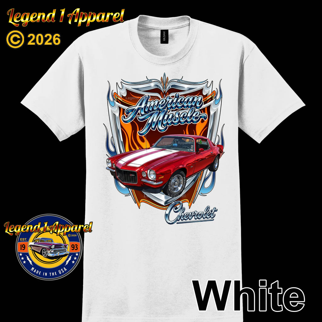 1970 Chevrolet Camaro American Muscle T-Shirt – 70 Chevy Classic Car Graphic Tee