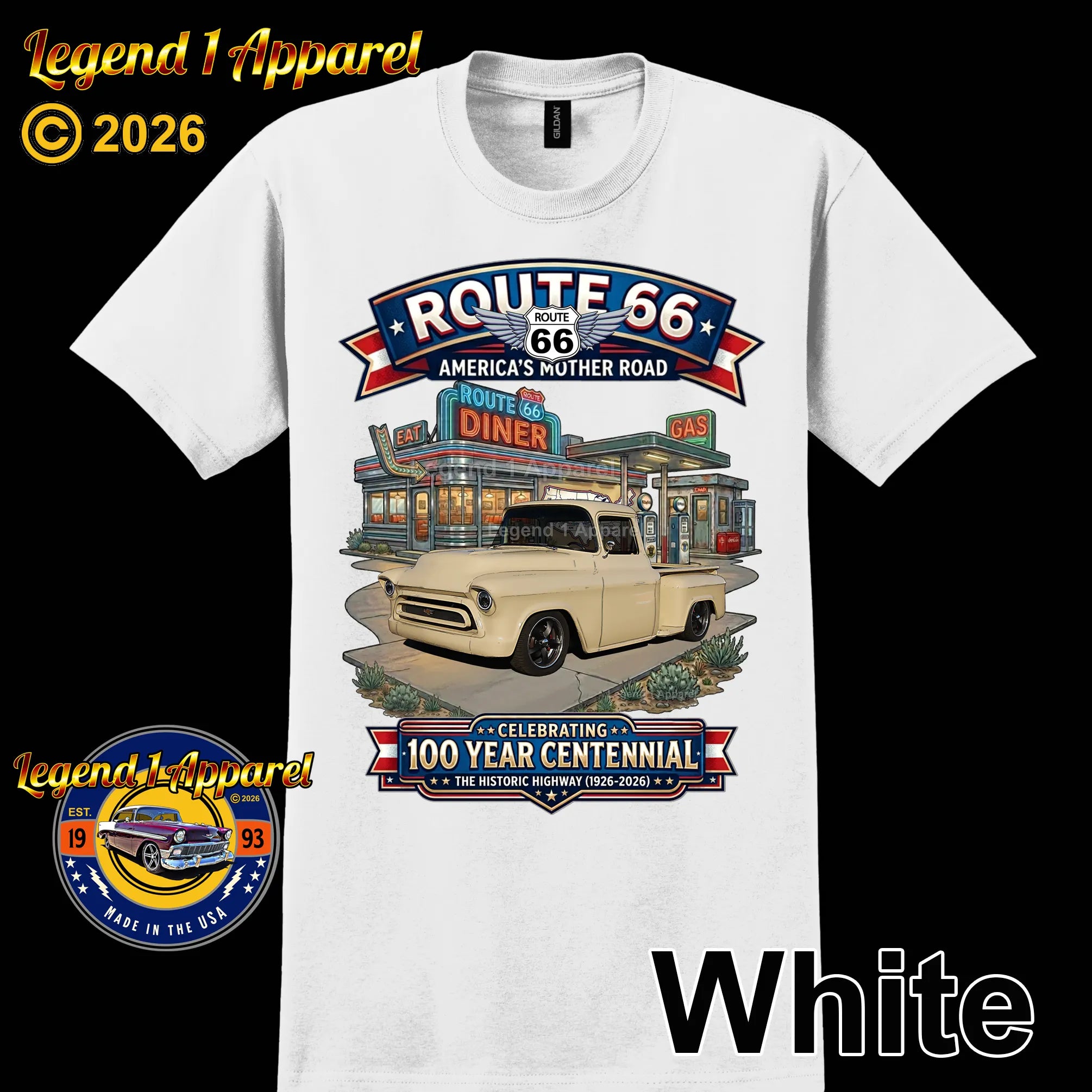 1957 Chevrolet Pick up Classic Truck Graphic Tee – Route 66 Centennial T-Shirt