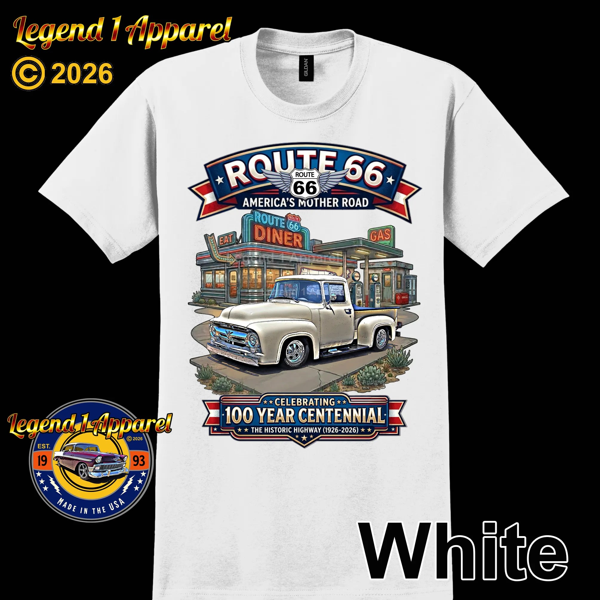 1956 Ford F100 Pick up Classic Truck Graphic Tee – Route 66 Centennial T-Shirt