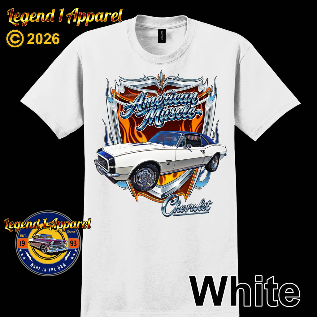 1967 Chevrolet Camaro American Muscle T-Shirt – 67 Chevy Classic Car Graphic Tee