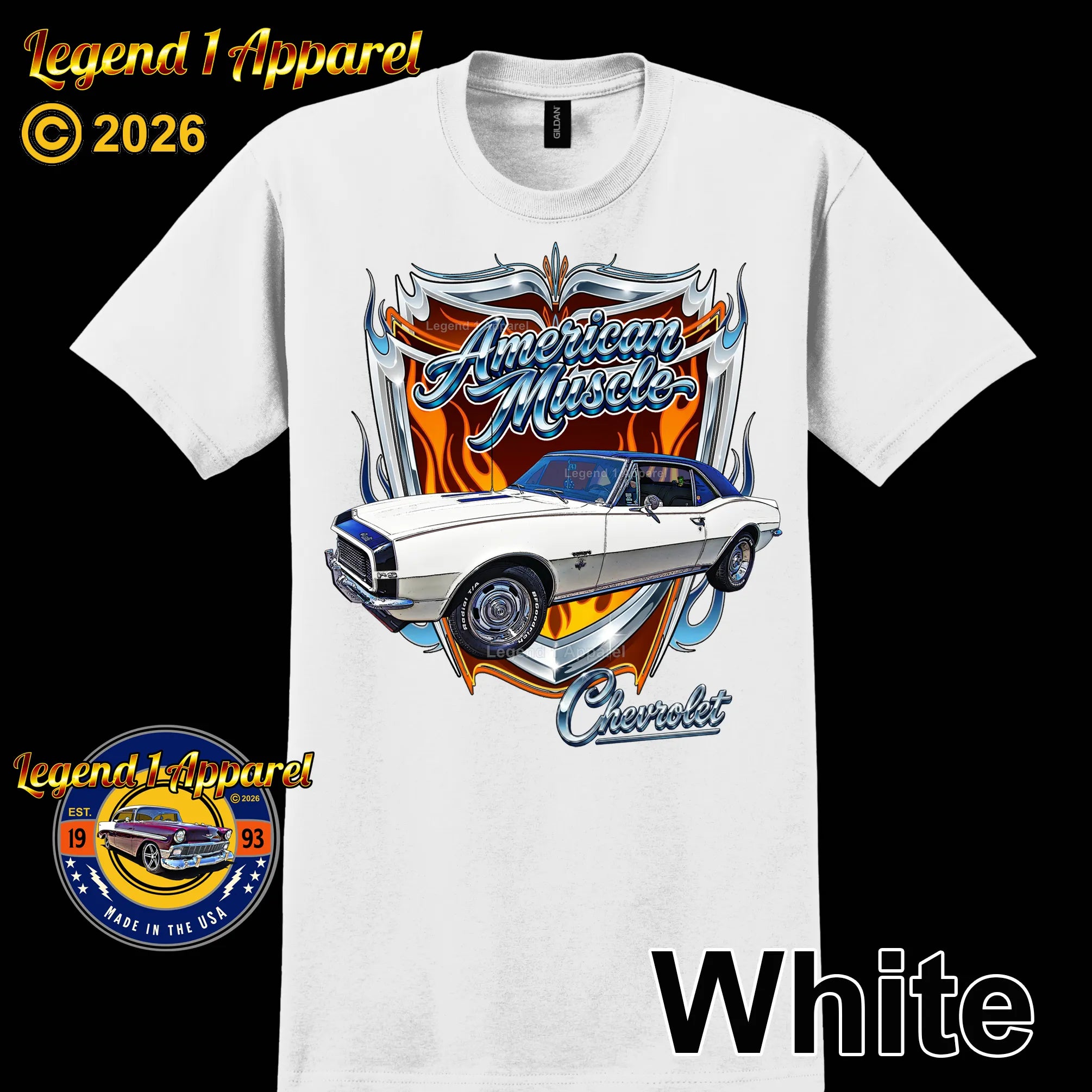 1967 Chevrolet Camaro American Muscle T-Shirt – 67 Chevy Classic Car Graphic Tee