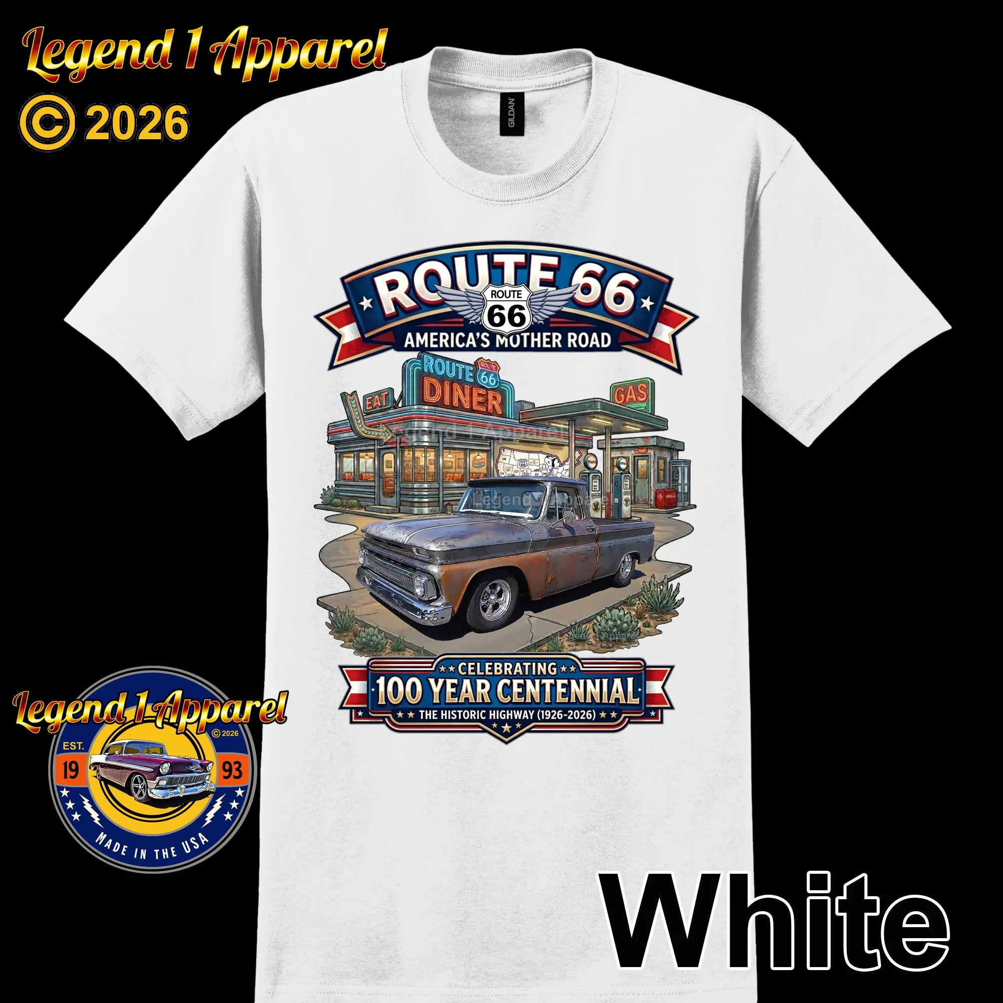 1965 Chevrolet Pick Up Classic Truck Graphic Tee – Route 66 Centennial T-Shirt