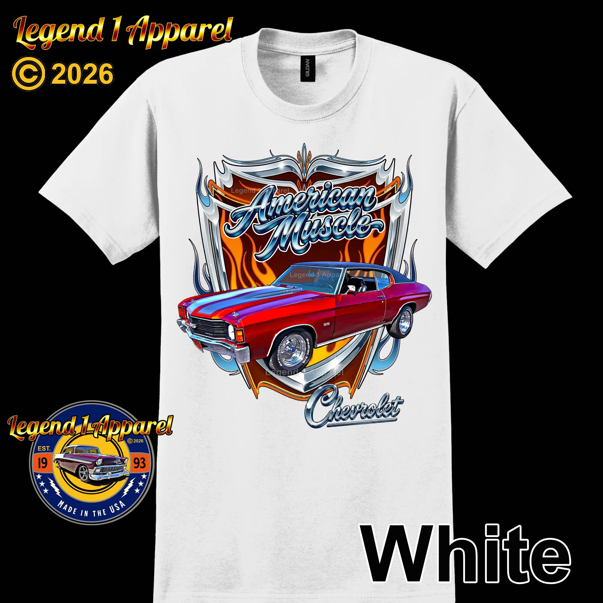 1972 Chevrolet Chevelle SS American Muscle T-Shirt – 72 Chevy Classic Car Graphic Tee
