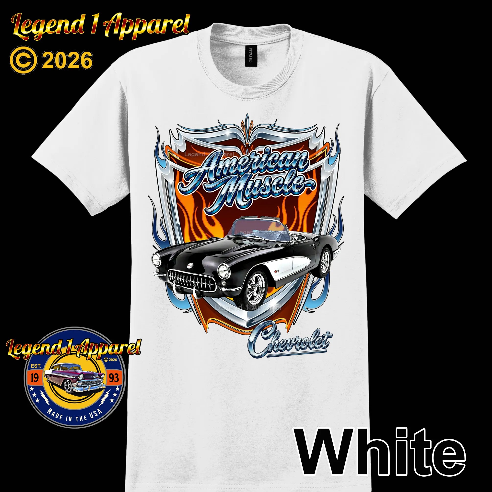 1957 Chevrolet Corvette C1 American Muscle T-Shirt – 57 Chevy Classic Car Graphic Tee