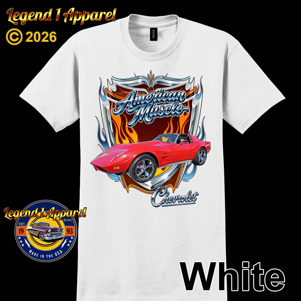 1974 Chevrolet Corvette C3 American Muscle T-Shirt – 74 Chevy Classic Car Graphic Tee