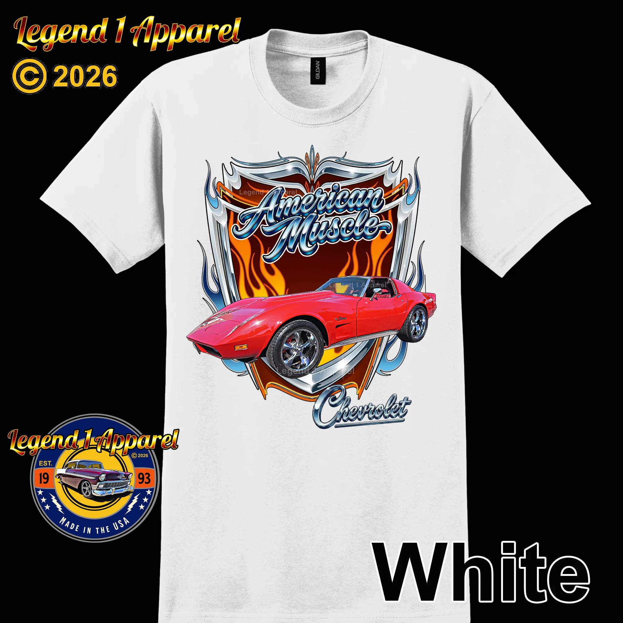 1974 Chevrolet Corvette C3 American Muscle T-Shirt – 74 Chevy Classic Car Graphic Tee
