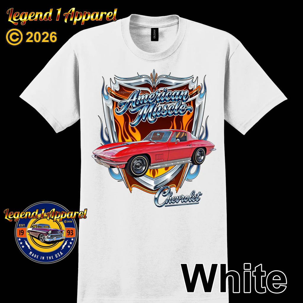 1967 Chevrolet Corvette C2 American Muscle T-Shirt – 67 Chevy Classic Car Graphic Tee