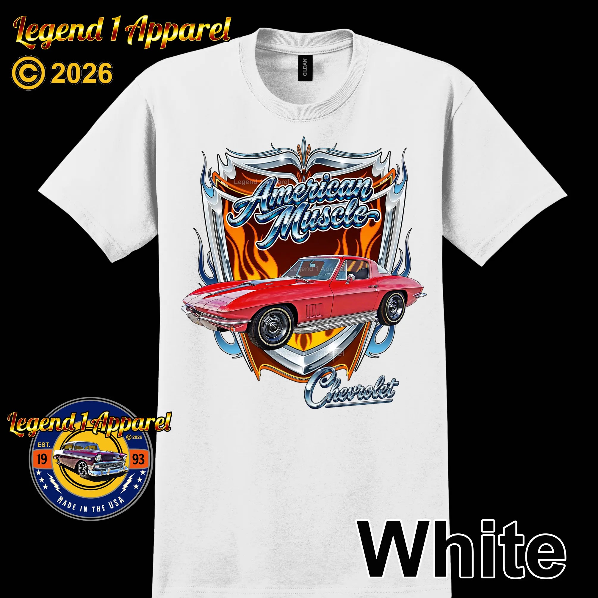 1967 Chevrolet Corvette C2 American Muscle T-Shirt – 67 Chevy Classic Car Graphic Tee