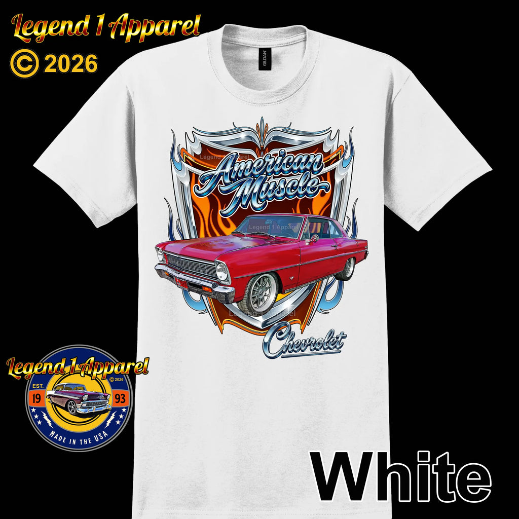 1966 Chevrolet Nova SS American Muscle T-Shirt – 66 Chevy Classic Car Graphic Tee
