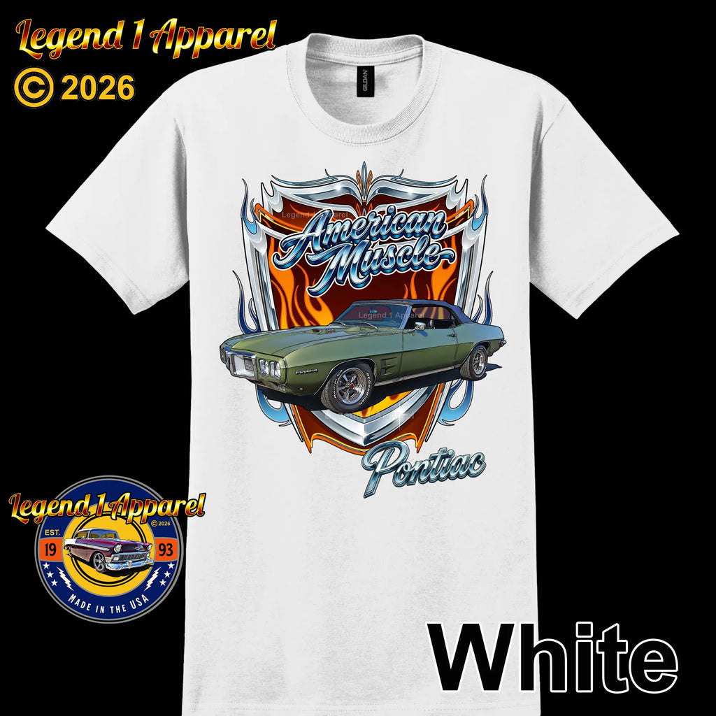 1969 Pontiac Firebird American Muscle T-Shirt – 69 Firebird Classic Car Graphic Tee