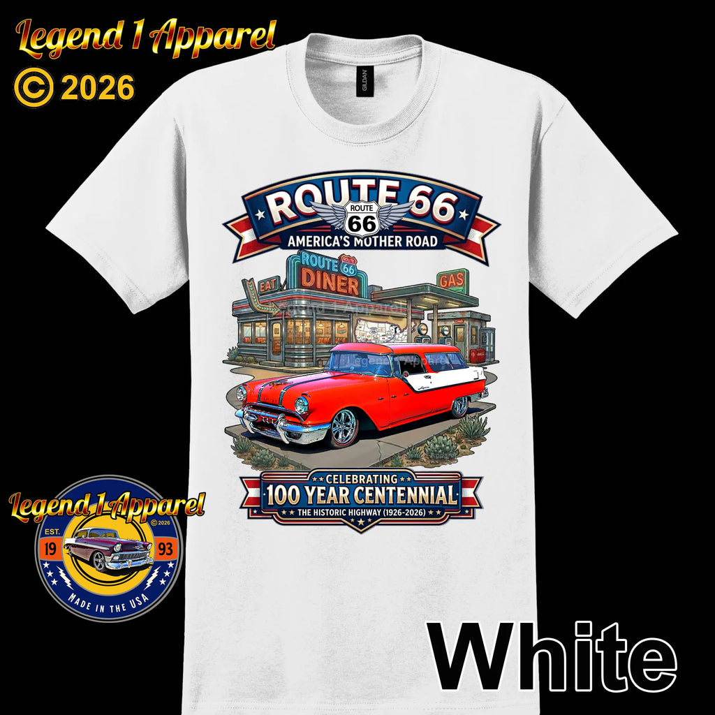 1955 Pontiac Safari Wagon Classic Car Graphic Tee – Route 66 Centennial T-Shirt