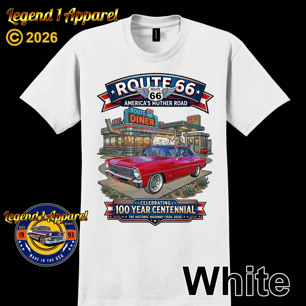 1966 Chevrolet Nova SS Classic Car Graphic Tee – Route 66 Centennial T-Shirt
