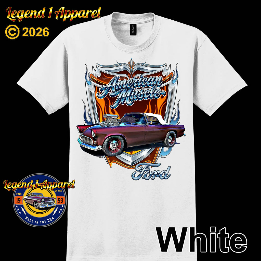 1955 Ford Thunderbird American Muscle T-Shirt –55 Ford Classic Car Graphic Tee