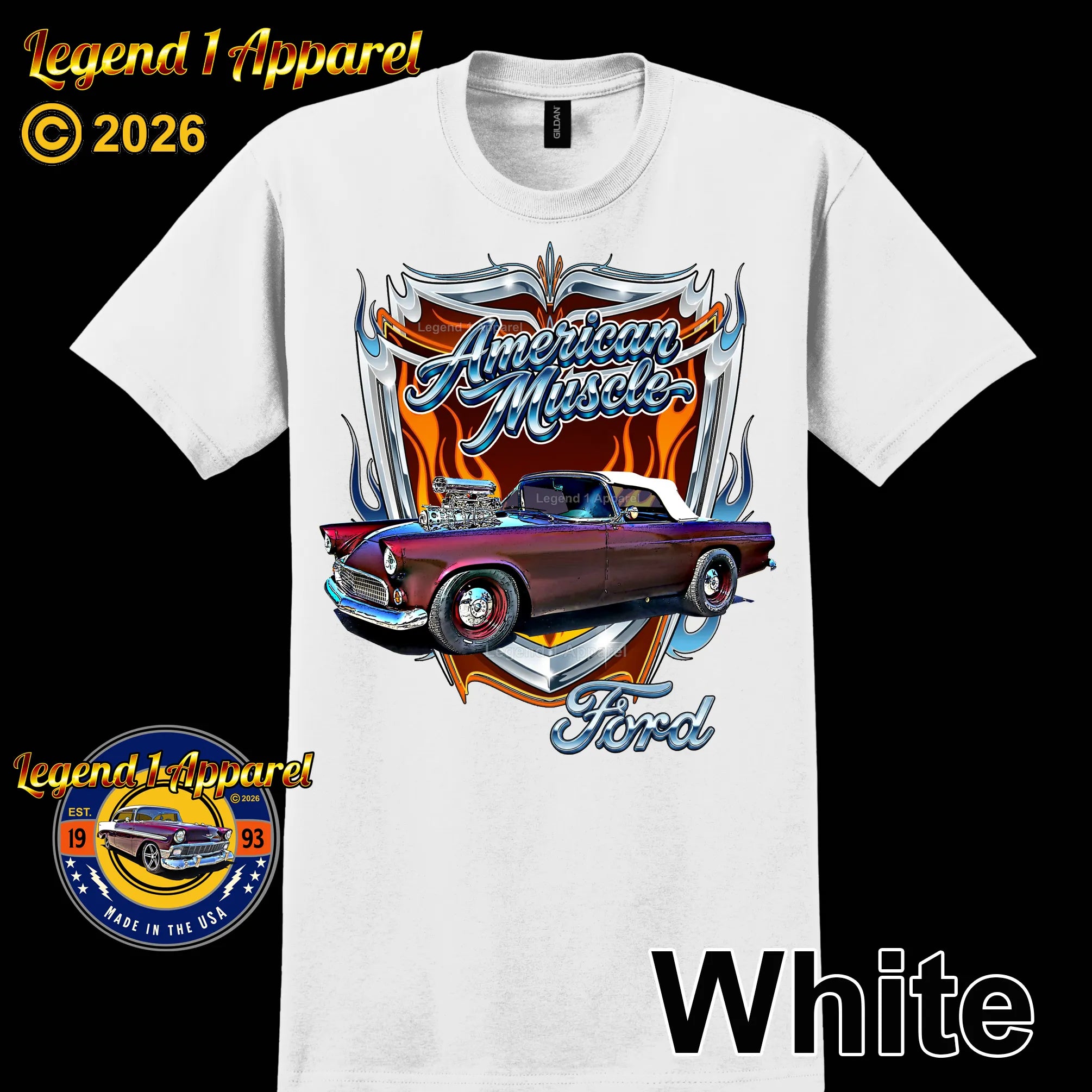 1955 Ford Thunderbird American Muscle T-Shirt –55 Ford Classic Car Graphic Tee