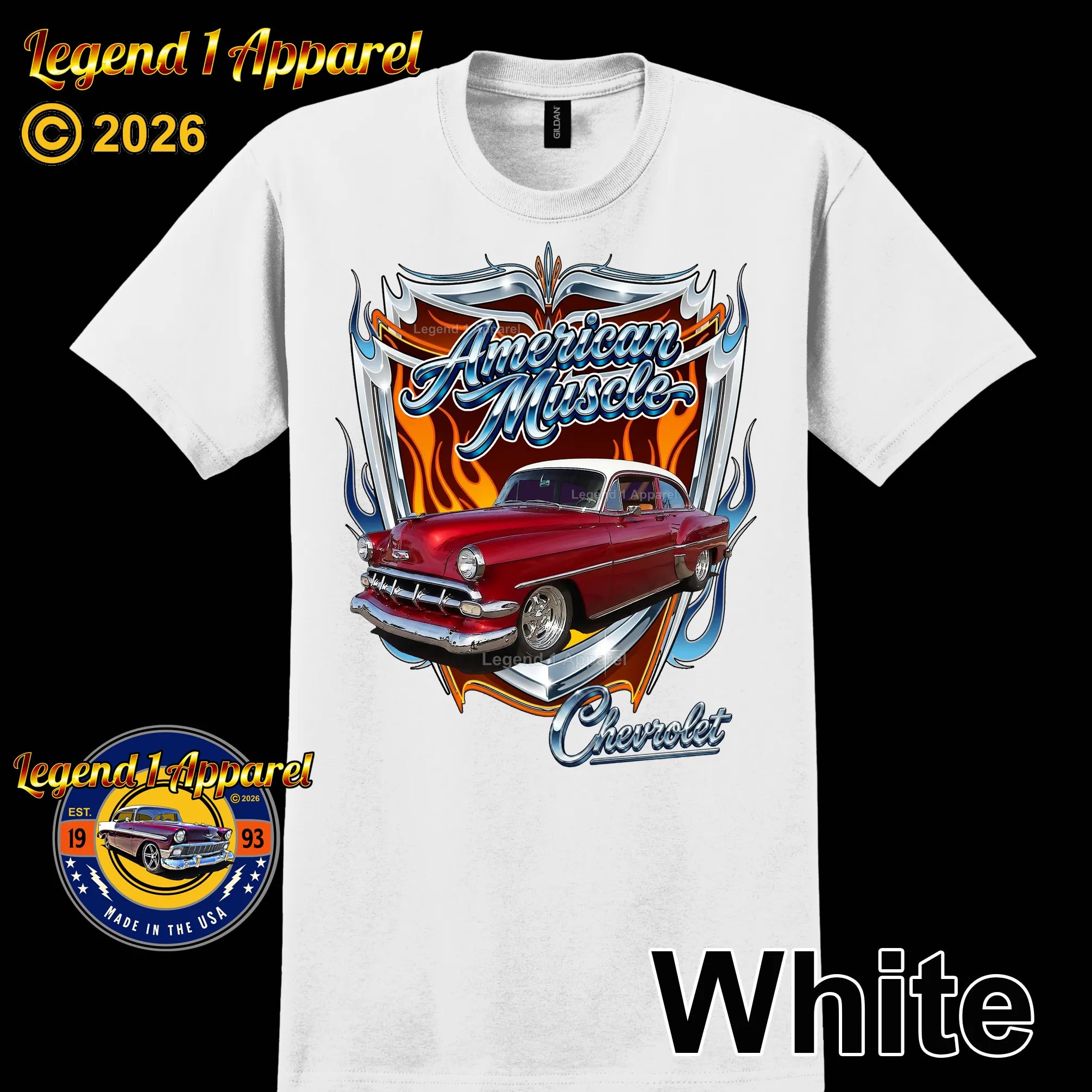 1954 Chevy Bel Air American Muscle T-Shirt –54 Chevrolet Bel Air Classic Car Graphic Tee