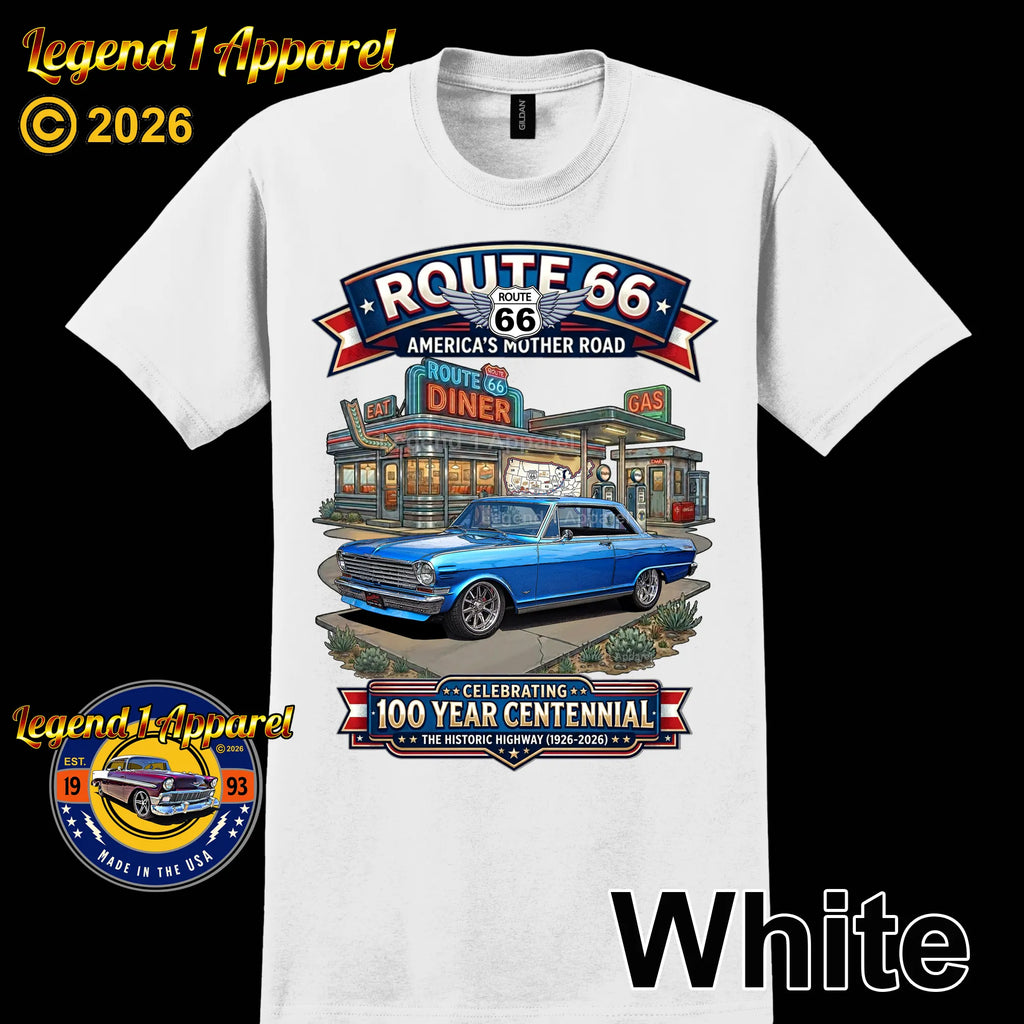 1963 Chevrolet Nova SS Classic Car Graphic Tee – Route 66 Centennial T-Shirt