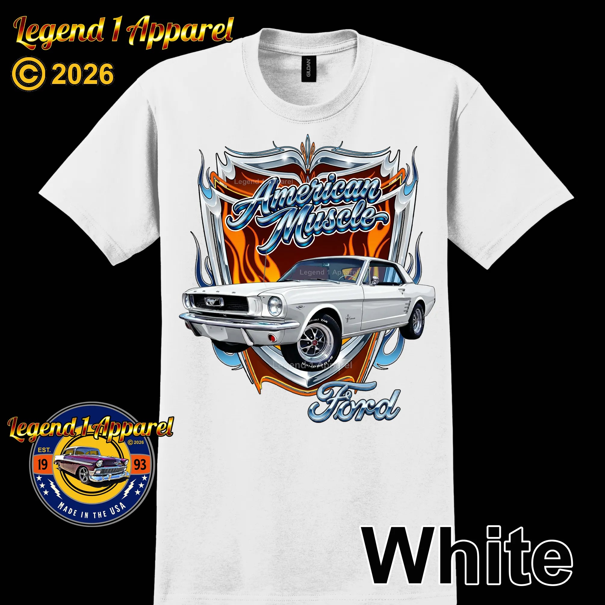 1966 Ford Mustang Hardtop Car Graphic Tee – American Muscle T-Shirt