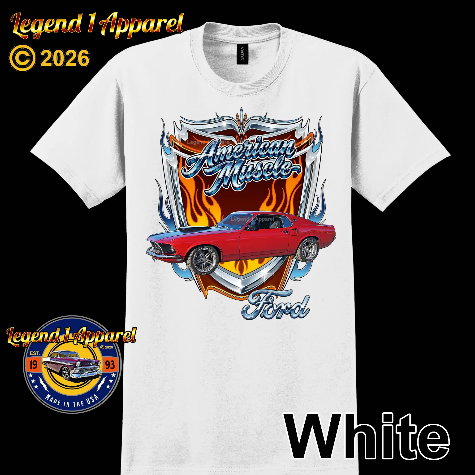 1969 Ford Mustang Fastback Classic Car Graphic Tee – American Muscle T-Shirt