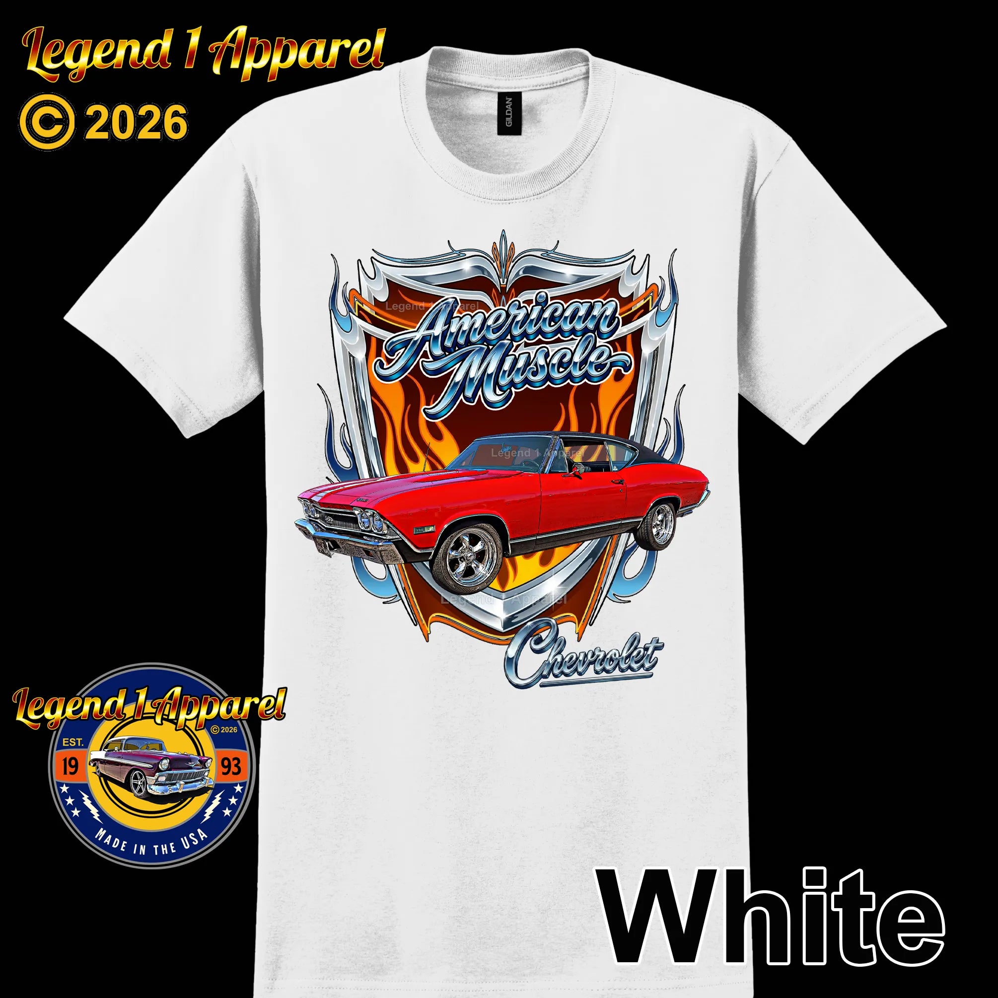 1968 Chevrolet Chevelle SS American Muscle T-Shirt – 68 Chevy Classic Car Graphic Tee