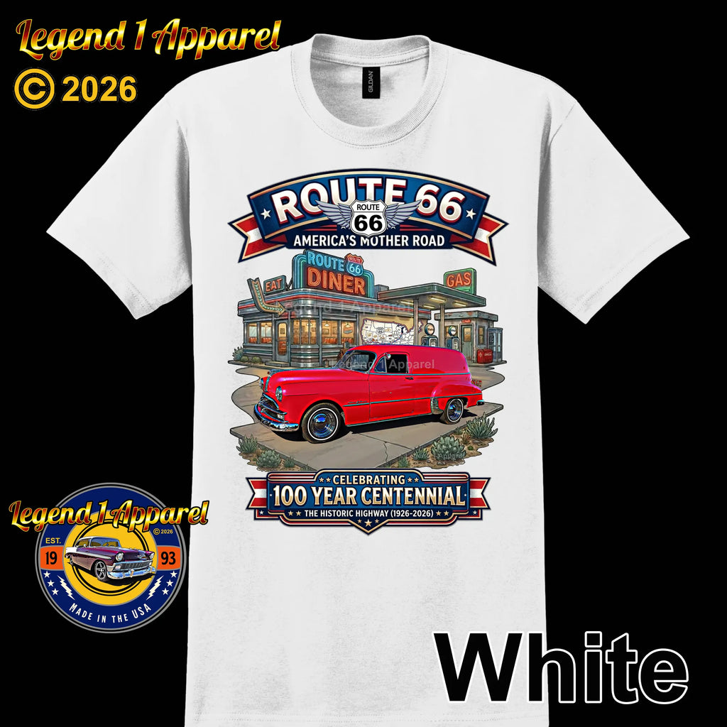 1949 Pontiac Delivery Sedan Classic Car Graphic Tee – Route 66 Centennial T-Shirt