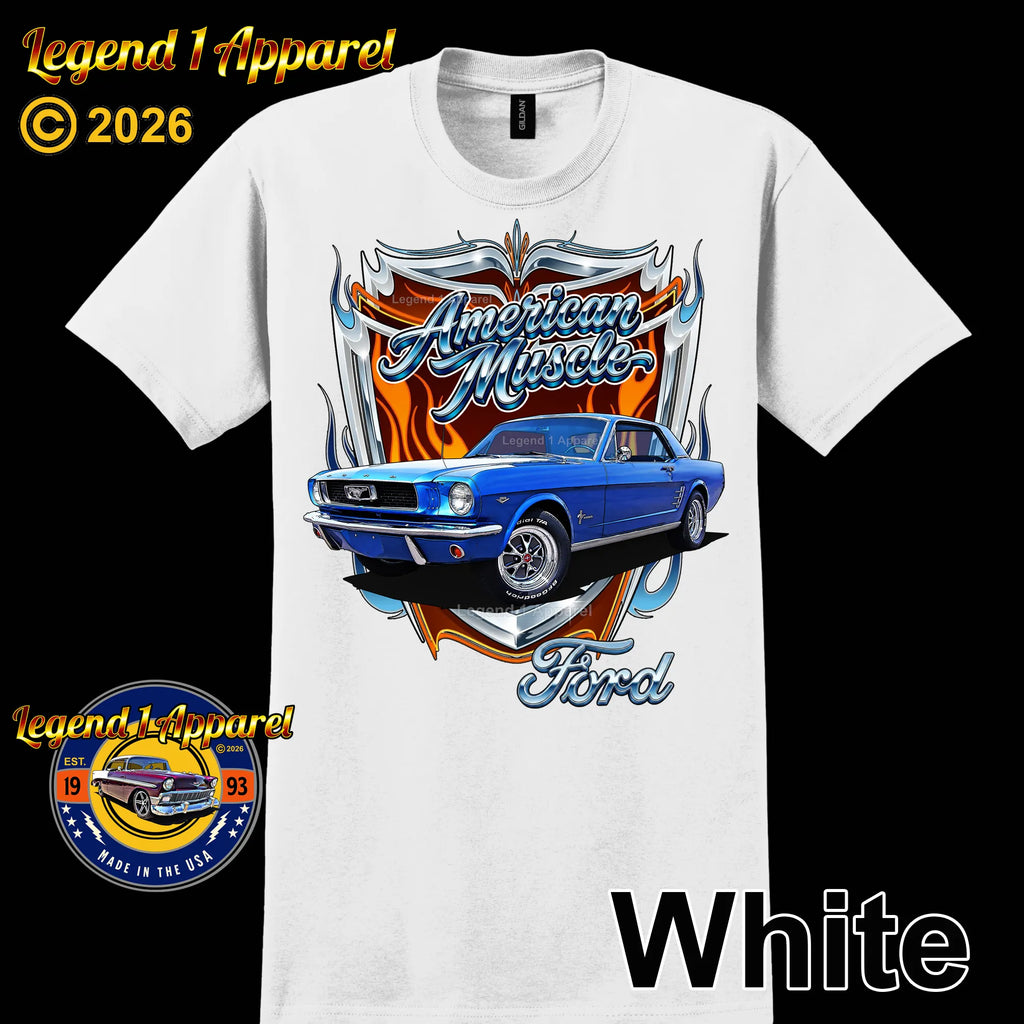 1966 Ford Mustang Hardtop Car Graphic Tee – American Muscle T-Shirt