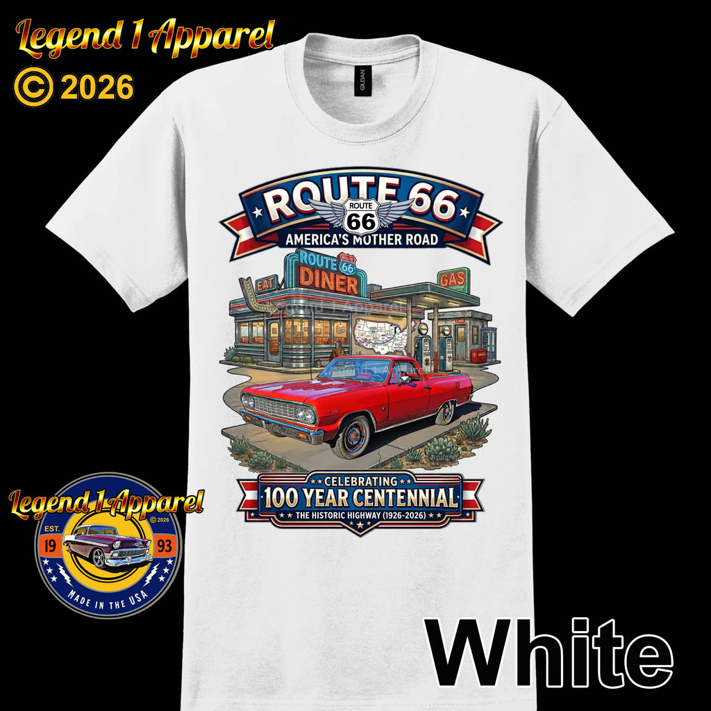 1964 Chevrolet El Camino Classic Truck Graphic Tee – Route 66 Centennial T-Shirt